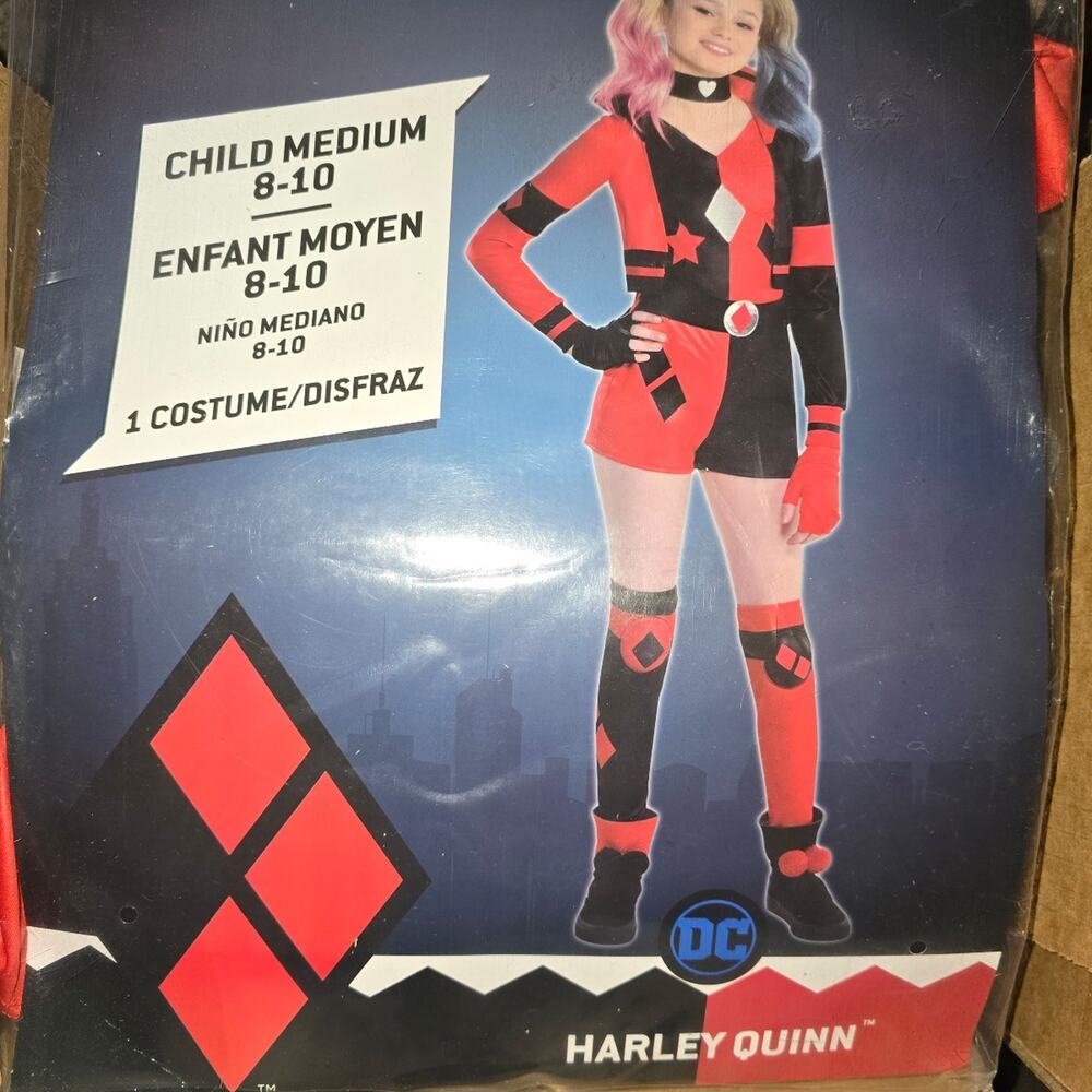 Harley Quinn Girls costume Child Medium 8-10 NWT - Picture 2 of 5